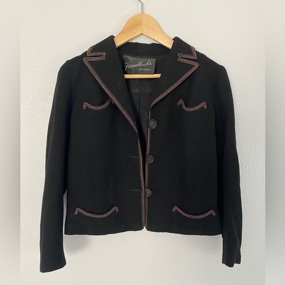 Vintage Wool Black Jacket with Gold Trim - Picture 1 of 5